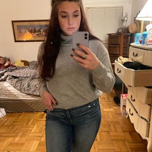 Grey divided turtle neck